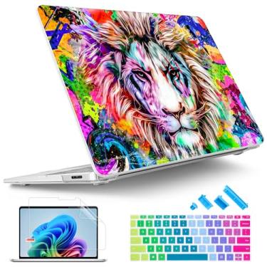 Imagem de Tuiklol Capa para laptop Microsoft Surface de 13,9 polegadas, versão 2024, 7ª edição, Windows 11 AI+ modelo de PC: 2036 com capa rígida de plástico + protetor de tela + capa de teclado, leão