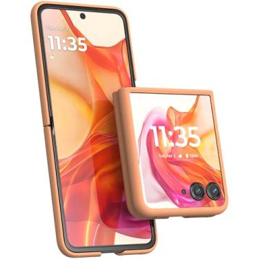 Imagem de Motorola Razr+ (Plus) 2024 Peach Fuzz Capa protetora - Conchas rígidas e leves de policarbonato Slim Precision Fit Proteção contra quedas para Moto Razr+ Plus 2024 (não para Razr 2024)