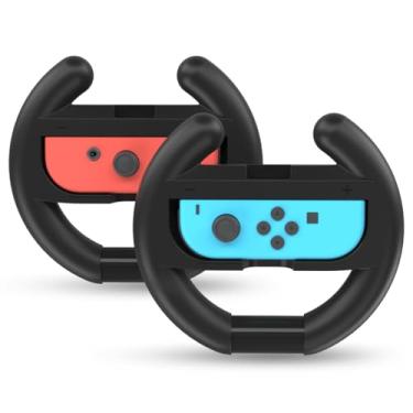 Imagem de NALENSY Switch Steering Wheel for Nintendo Switch Joy Con Controller, Switch Racing Wheel Grip Fit Mario Kart 8 Deluxe for Switch OLED Joy Con, 2 Pack Switch Mario Kart Steering Wheel