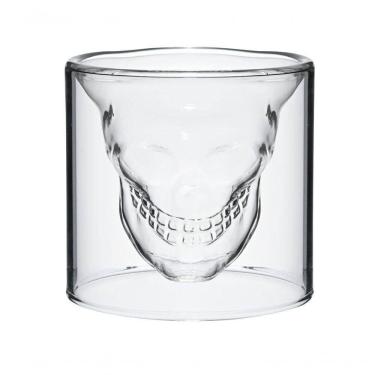 Imagem de Dupla Copos Caveira Parede Dupla Vidro Boro 75 Ml Mimo Style