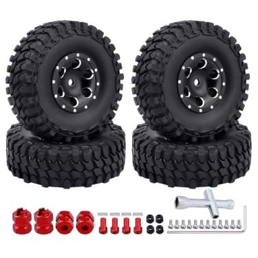 Imagem de Hobbypark Rodas e pneus Beadlock 1.0 4 peças de pneus de metal micro rastejador com inserções de espuma com espaçadores de roda estendidos para 1/24 RC Crawler Car Axial SCX24 90081