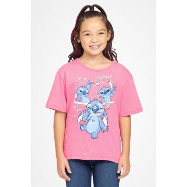 Imagem de Blusa Infantil Personagem Stitch Grateful - Fakini, Rosa, 6