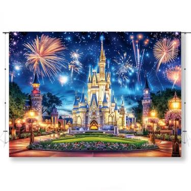 Imagem de KUKUSOUL Cenários noturnos de castelo de 20 x 1,8 m, fogos de artifício sonhadores, castelo dourado, visão noturna, decoração para meninas, festas de aniversário, mulheres, casamento, crianças, chá de