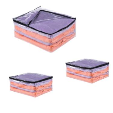 Imagem de Kit 3 Saco Organizador Embalagem Transparente Guarda Roupa Edredom Coberta Lençol Toalhas de