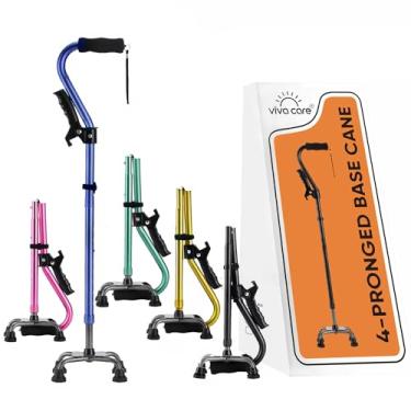 Imagem de VIVA CARE Bengala de caminhada com 4 garras e alça extra – ajustável, para equilíbrio e estabilidade para homens e mulheres, idosos e feridos. [Azul]