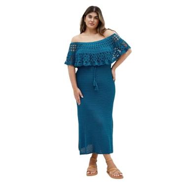 Imagem de City Chic Vestido feminino plus size - Callie Crochet, Poseidon, 48