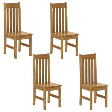 Imagem de Kit 4 Cadeiras em Madeira Maciça Lille Espresso Móveis Nogueira