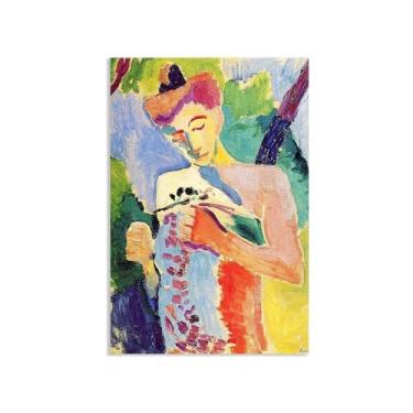 Imagem de Henri Matisse arte de parede em tela ramo de flores minimalista impressão de pintura a óleo reprodução de pintura a óleo sala de estar decoração de parede 45 x 30 cm (18 x 12 pol) sem moldura