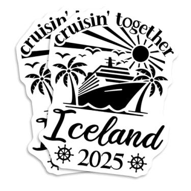 Imagem de Imãs de cruzeiro da Islândia 2025 - Presente náutico Cruisin Together - Presente de memória de férias - Ímã de navio de geladeira - 12 cm pacote com 2 - EPLM0064