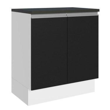 Imagem de Balcão 100% Mdf 70 Cm 2 Portas Branco/preto Acordes Madesa Branco/pret