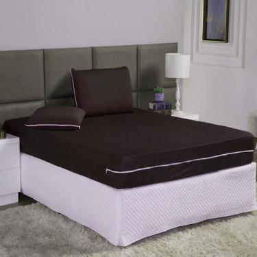 Imagem de Capa de Colchão Queen 30cm + Fronha com Zíper Malha Lisa 3 Peças - Ame