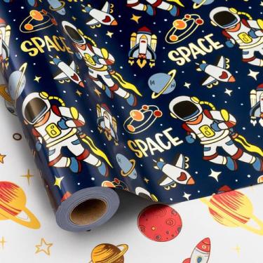 Imagem de Papel de embrulho Yarcony Space Birthday Boys 43cm x 10m