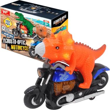 Imagem de Brinquedo Dinossauro Motoqueiro Bate e Volta Luz Som À Pilha