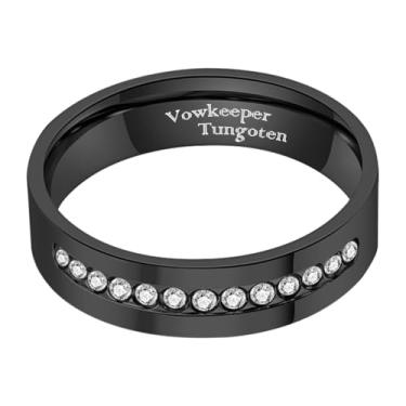 Imagem de VowKeeper Anel de casamento masculino 8 mm aço inoxidável 316L banhado a ouro com meio círculo zircônia branca alto polimento confortável aliança para ele, Metal, Sem pedra preciosa