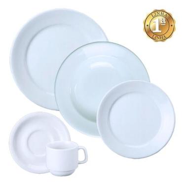 Imagem de Jogo Jantar Chá 30 Peças Porcelana Branca Schmidt 6 Lugares - Porcelan