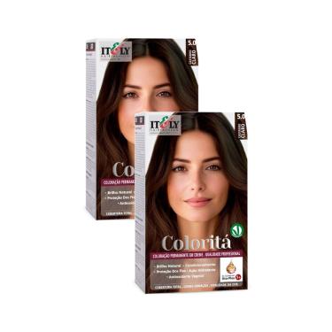 Imagem de Kit 2 Coloração Itely Coloritá em Creme Cor Castanho Claro 5.0