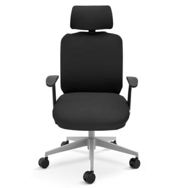 Imagem de Capa para cadeira de escritório com 3 peças, capa elástica para cadeira de mesa com rodinhas minimalistas e destacáveis para poltrona giratória (preta, conjunto de três peças)