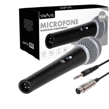 Imagem de Microfone Dinamico Com Cabo 5 Metros P10 Profissional Amplificador Karaokê Conferências Igreja Bar Caixa de Som Cantar Evento Guitarra Palestra Swave