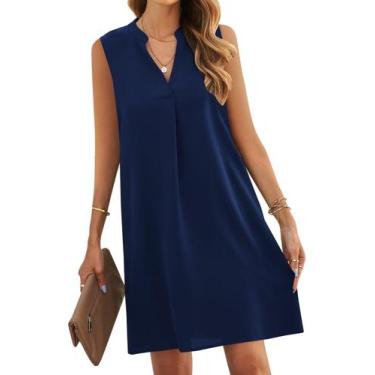Imagem de Vestido regata feminino Wiior com decote em V, sem mangas, casual, azu