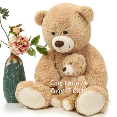 Imagem de Urso de pelúcia MoriSmos personalizado de 1 m para chá de bebê