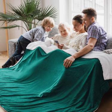 Imagem de Cobertor Bedsure Cal King 285x250 cm Soft Sherpa Green