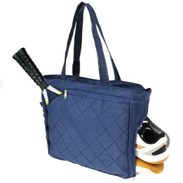 Imagem de Bolsa de tênis com compartimento para sapatos, bolsa extra grande acolchoada para pickleball comporta 2 a 4 raquetes com alças de mão, resistente à água e leve organizador de academia de viagem para
