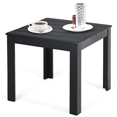 Imagem de SPORFIT Mesa de pátio quadrada de 45,7 cm, mesa lateral Adirondack de madeira de acácia, mesa de canto ao ar livre, mesa de centro composta para jardim, quintal, piscina e varanda, preta