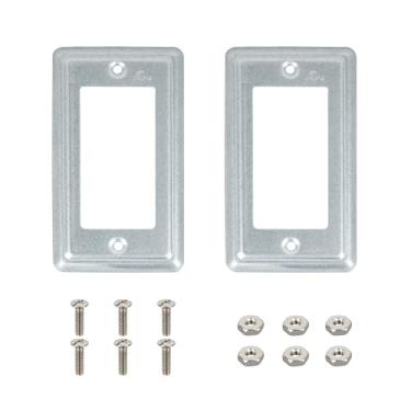 Imagem de Placa de parede de metal para interruptor decorador, capas de tomada de aço inoxidável, capas de interruptor de luz tamanho padrão 10,7 cm x 6 cm, pacote com 2