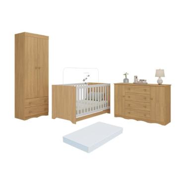 Imagem de Quarto de Bebê Completo com Berço Americano 3 em 1 Colchão Incluso Realeza Multimóveis MP4611