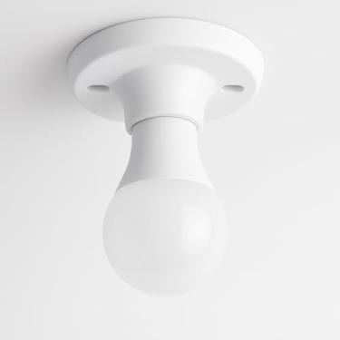 Imagem de Kit Plafon de Teto PVC com Soquete Porcelana E27 tipo Plafonier Branco com Lâmpada 6w Branca Fria Bivolt (3)