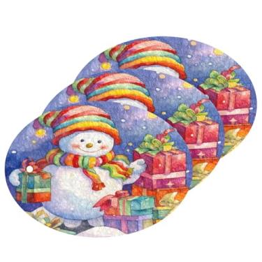 Imagem de Wassud Esponja de polpa de madeira de boneco de neve de Natal em aquarela para pratos, pacote com 3 esponjas de cozinha para limpeza, esfregão resistente para panelas antiaderentes pia banheiro