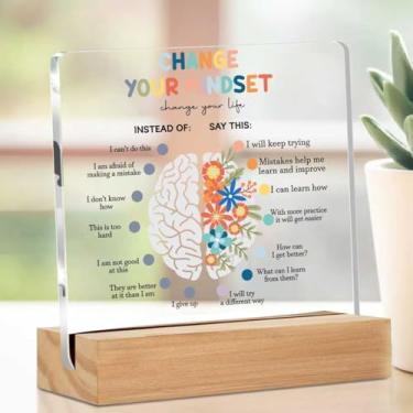 Imagem de Terapia escritório afirmação positiva placa acrílica decoração de mesa, placa decorativa de mesa transparente educacional mindfulness com suporte, psicólogo conselheiro escritório casa cubículo