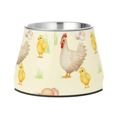 Imagem de Burbuja Tigela de ração para animais de estimação de aço inoxidável Chickens para comida e água, antiderrapante para cães médios e gatos, 590 ml