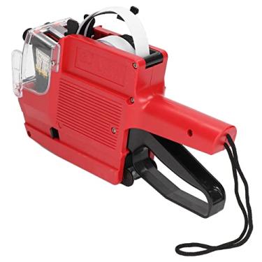 Imagem de Jectse Pistola de Etiqueta de Preço, Marcador de Etiqueta de 2 Linhas e 10 Dígitos Com Roda de Tinta e Rolo Extra Incluído, para Organização de Mercearia de Loja de Varejo de Escritório (vermelho)