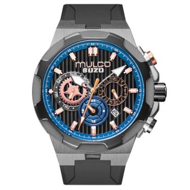 Imagem de MULCO Relógio de pulso masculino Buzo Atlantis, caixa de aço inoxidável, 46 mm, pulseira de silicone preta, movimento multifunções de quartzo, Miyota JP25, 10 ATM, impermeável, mostrador grande