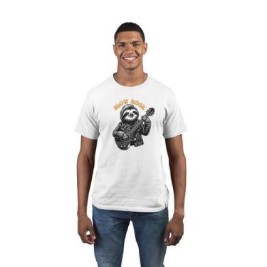 Imagem de Camiseta Masculina Slow Rock Songs Bicho Preguiça Guitarra - Hipsters 