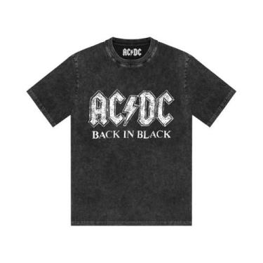 Imagem de Camiseta Masculina Estampada AC/DC Band, Lavada, Retro, Manga Curta, C