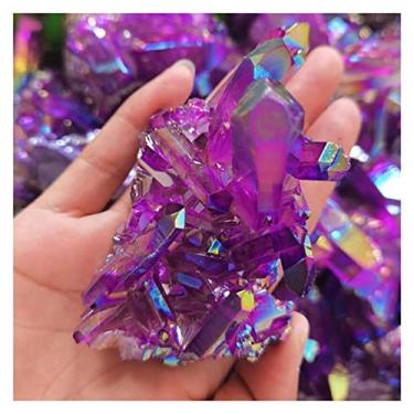 Imagem de Cristal natural áspero 1 peça 40-130 g aglomerado de cristal natural amostra de quartzo roxo pedra ametista para aquário ornamentos para casa pedra semipreciosa jade joias antiguidades (tamanho: cerca