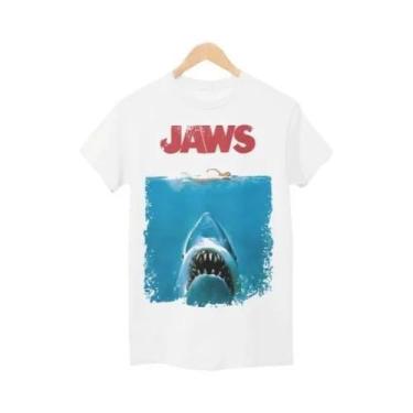 Imagem de Camiseta Unissex Preta De Algodão Com Estampa Do Filme Jaws, Moda Casu