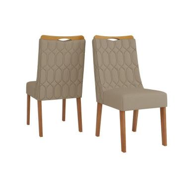 Imagem de Cadeira Sala De Jantar Bia Kit 2 Un Freijo-linho Bege - Dj Móveis