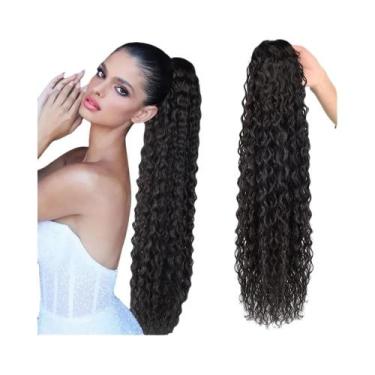 Imagem de Peruca Sintética Cacheada Longa De 24 Polegadas Com Rabo De Cavalo Aju