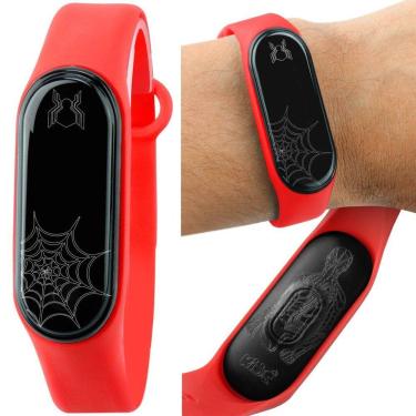 Imagem de Infantil Relogio Digital Prova Dagua Bracelete Homem Aranha Presente Vermelho Esportivo