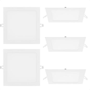 Imagem de Kit 5 Painel De Led Quadrado Embutir 12w Bivolt Taschibra 6500k Frio