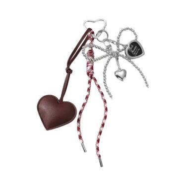Imagem de Chaveiro Artesanal De Luxo Com Borla E Laço De Coração, Pingente Brilh