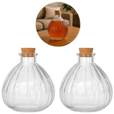Imagem de 2 Mini Garrafas de Vidro Multiuso 125ml P/ Whisky Com Tampa - Floripa