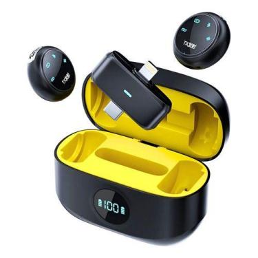 Imagem de Microfone Lapela Dupla Android/ios Redutor Ruído Sem Fio Preto - Duraw