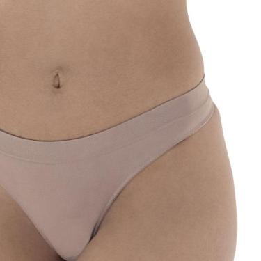 Imagem de Calcinha Fio Dental DeMillus 51467 Ultraleve Sem Costura, Bege, U