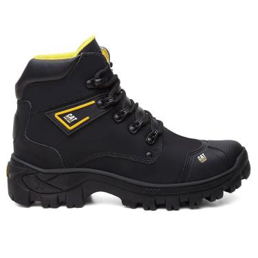 Imagem de Bota Masculina Adventure Coturno De Couro Com Ca Preto Amarelo-Masculino