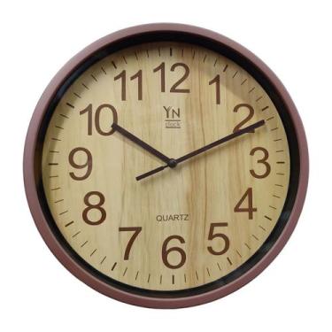 Imagem de Relógio De Parede Redondo Marrom Clássico Analógico 30cm - YN Clock