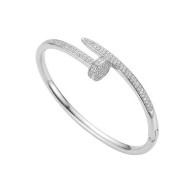 Imagem de Bracelete prego microcravejado - Banhado em ródio - Valencio Joias
